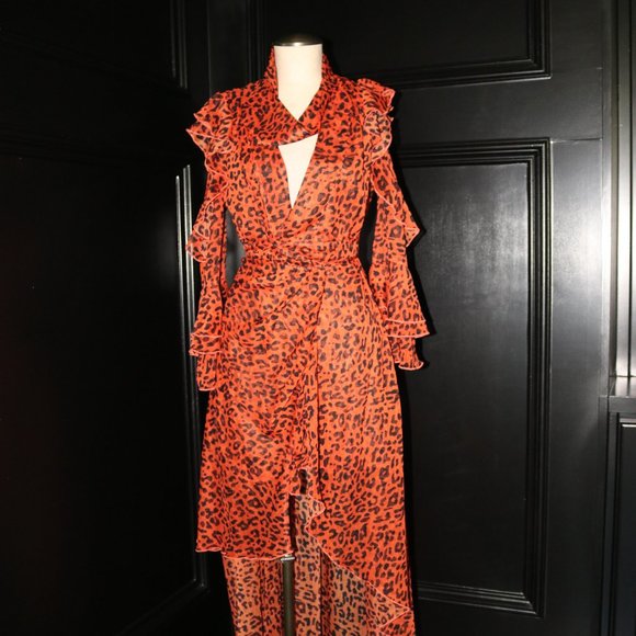 Blue B orange leopard dress - Picture 2 of 4